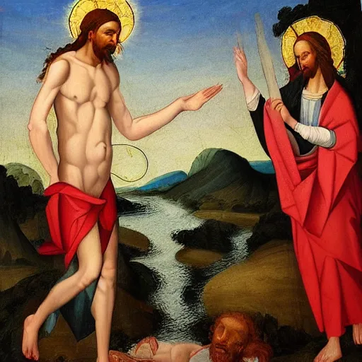 Image similar to the baptism of christ. oil on panel.