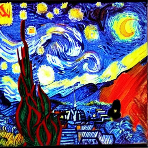 Image similar to pablo picaso painting in the style of van gogh