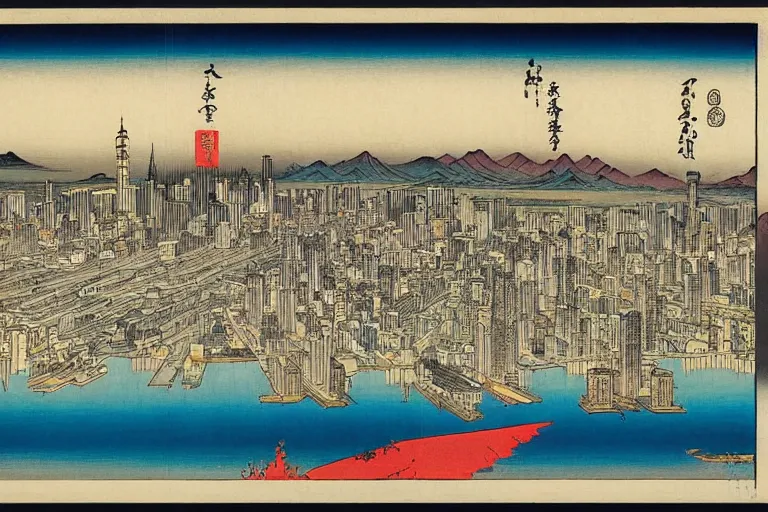 Image similar to New York city by Utagawa Hiroshige