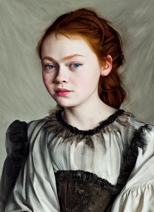 Prompt: Sadie Elizabeth Sink In the style of Caravaggio