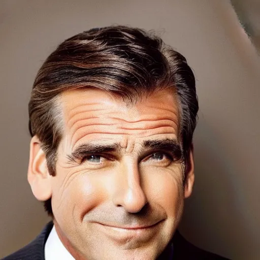 Image similar to steve carell and pierce brosnan as one person