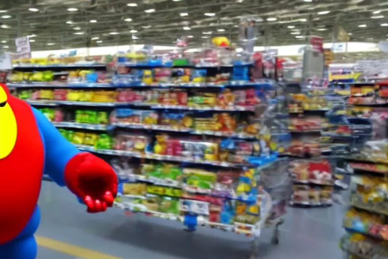 Prompt: Doctor Robotnik in real life at Walmart, smartphone footage