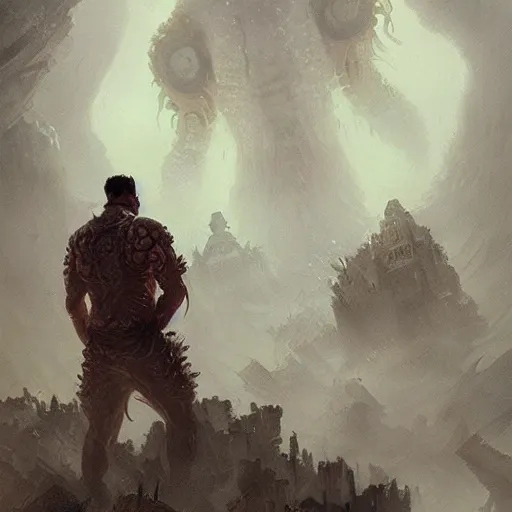 Image similar to ted cruz as a hideous octopus monster, destroys a city, greg rutkowski