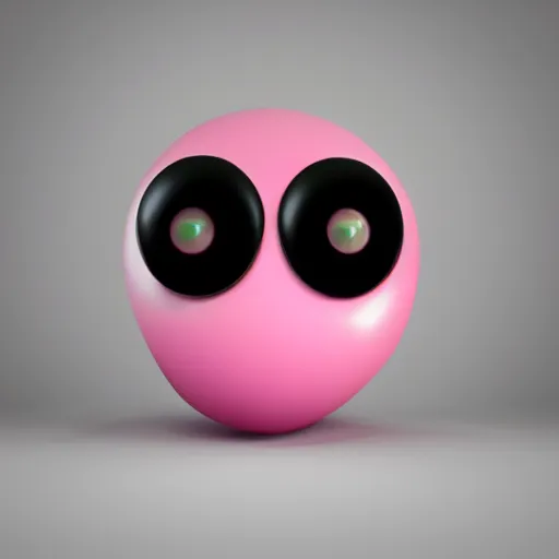 Image similar to 3D render of a pink humanoid jellybean with one white circular eye and two black pupils