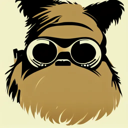 Prompt: vector artwork of an ewok wearing glasses, smoking and wearing headphones
