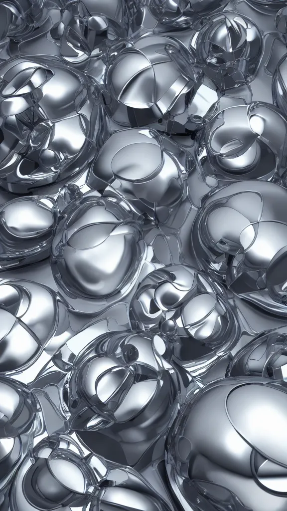 Image similar to hyper - futuristic abstract 3 d chrome objects, solarised, octane render, extremely detailed