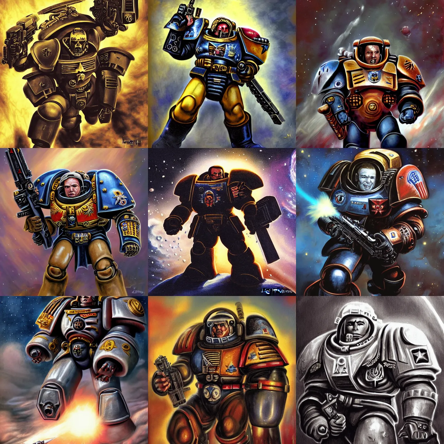 Prompt: space marine, by Wayne England