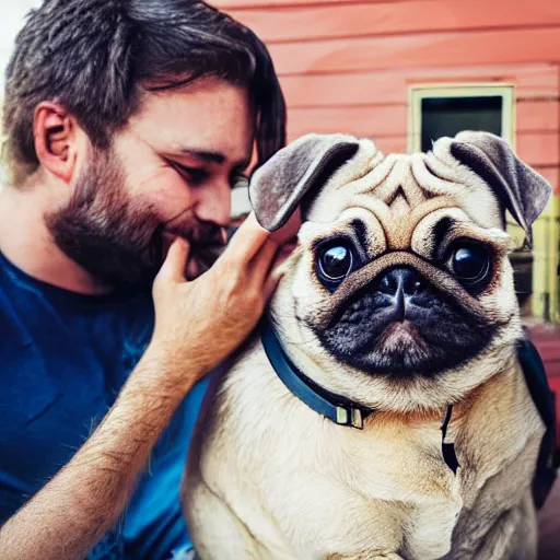 Image similar to a Rabbit-Pug Hybrid, A Rabbit that looks like a pug, huge tusks, afternoon hangout, good times photograph, candid
