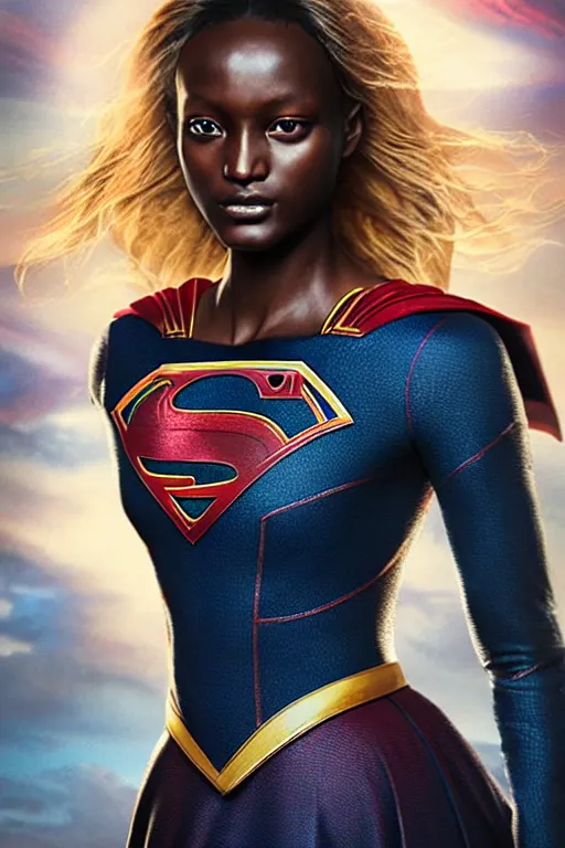 Prompt: majestic and regal portrait of jodie turner - smith female supergirl, dc universe, perfect face, beautiful, intricate, epic, elegant, fantasy, highly detailed, digital painting, hard focus, beautiful volumetric lighting, epic light, ultra detailed, by leesha hannigan, ross tran, thierry doizon, kai carpenter, ignacio fernandez rios