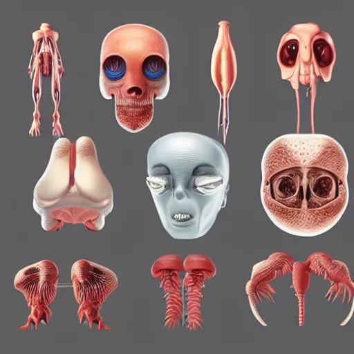 Image similar to 3d scientific illustration of medical research on alien anatomy