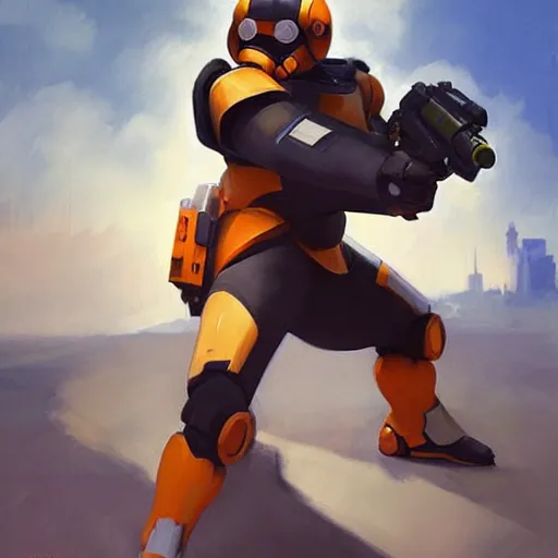 Image similar to greg manchess portrait painting of bb 8 as overwatch character, medium shot, asymmetrical, profile picture, organic painting, sunny day, matte painting, bold shapes, hard edges, street art, trending on artstation, by huang guangjian and gil elvgren and sachin teng