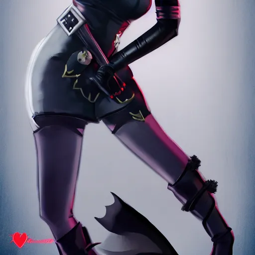 Image similar to full body portrait of 2B nier automata as harley quinn wearing skintight clothes, trending on artstation, artstationHD, artstationHQ