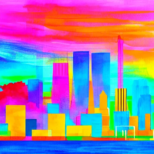 Prompt: colorful painting of miami skyline in the style of henri matiss