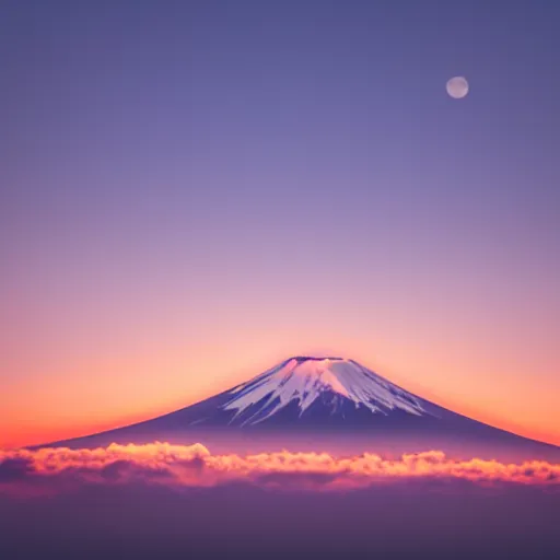 mount fuji orange sun's rising from the horizon, 8 k, | Stable ...