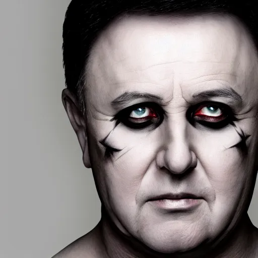 Prompt: mikhail gorbachev as gothic metal singer headshot head shot portrait live performancein makeup make-up