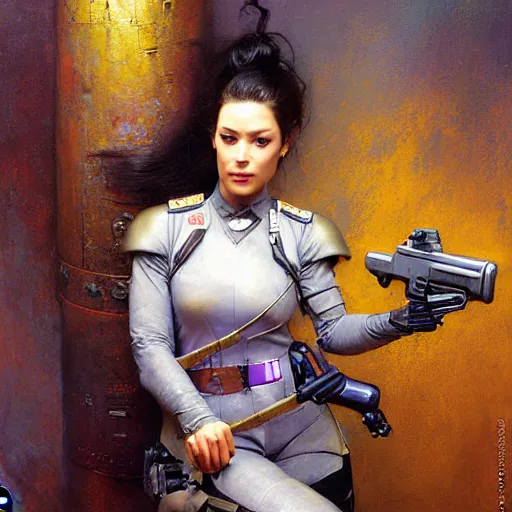 Image similar to portrait of a female grey bunny in a police uniform. shadowrun furaffiniy cyberpunk fantasy highly detailed painting by gaston bussiere craig mullins jc leyendecker gustav klimt artgerm greg rutkowski john berkey, bergey, craig mullins, ruan jia, raymond swanland, jeremy mann, tom lovell, alex malveda