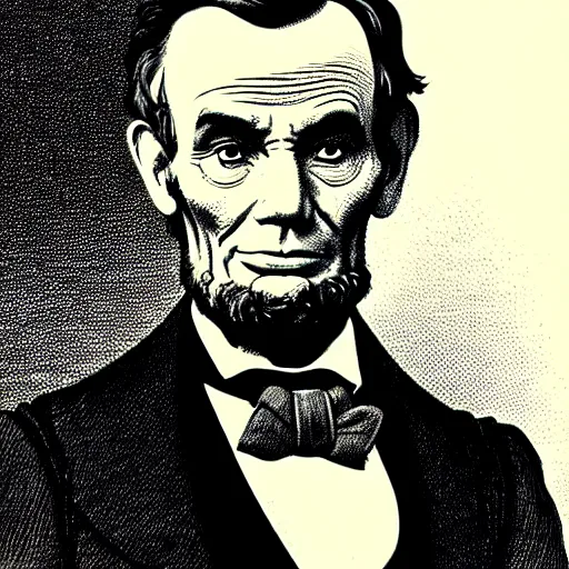 Prompt: franklin booth illustration of abraham lincoln