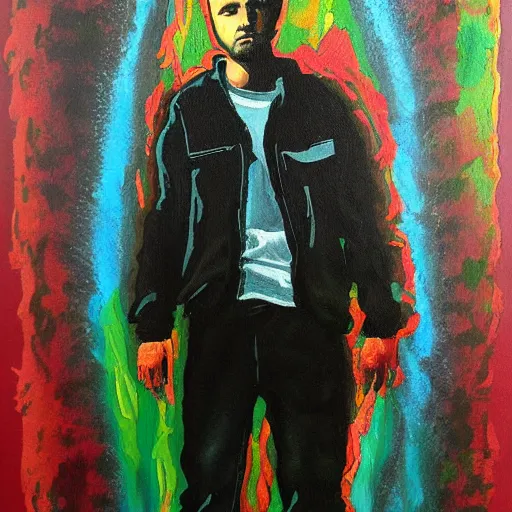 Image similar to jesse pinkman acrylic painting