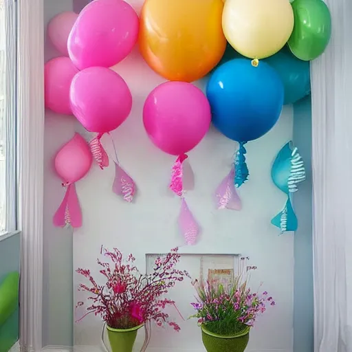 Image similar to Balloons are pretty and come in different colors, different shapes, different sizes, and they can even adjust sizes as needed, detailed painting