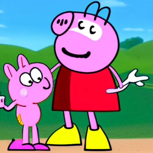 Prompt: sonic and peppa pig crossover, cartoon network stillframe, hd,