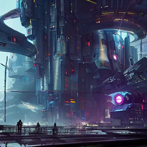 Prompt: cyberpunk, A secret base deep underground. The oversized mecha being designed is like the mecha in Pacific Rim,beautiful lighting photorealism,8K, in style of ghibli