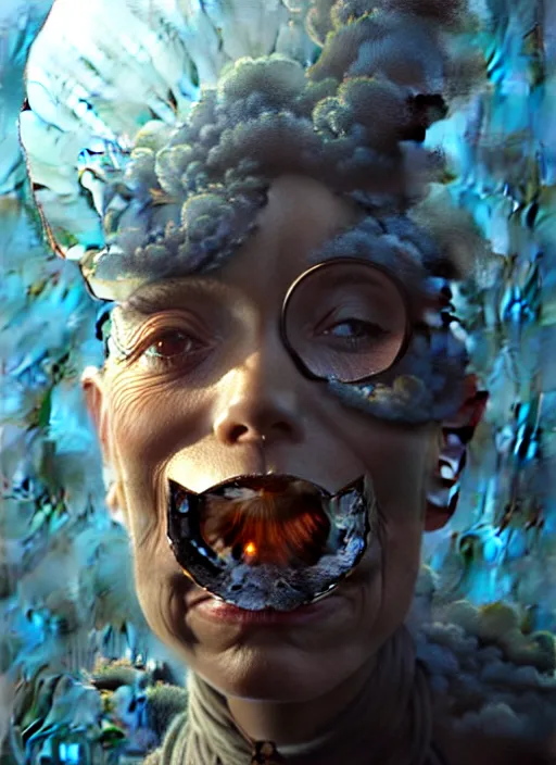 Image similar to i am the smokey mirror looking at myself in all of you, surrealism!!!!! hyper - detailed 3 d render, oil painting, surreal concept art, photorealistic, digital painting, smooth, sharp focus, artstation hd, by greg rutkowski, tyler edlin, valentina remenar and asher duran,