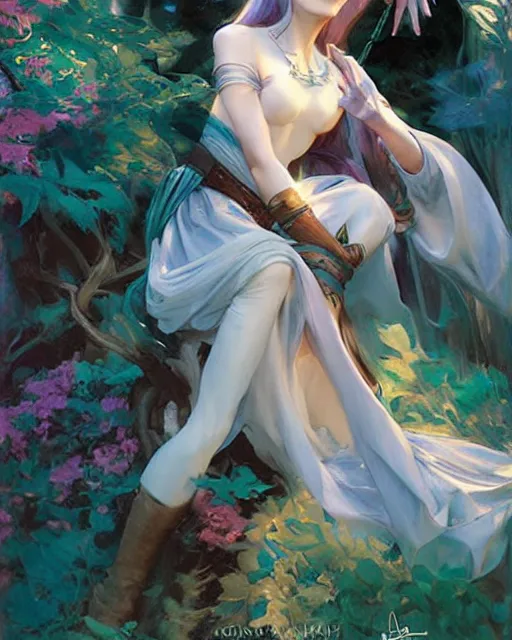 Image similar to a beautiful elf princess by John Singer Sargent and Ross Tran and Michael Whelan