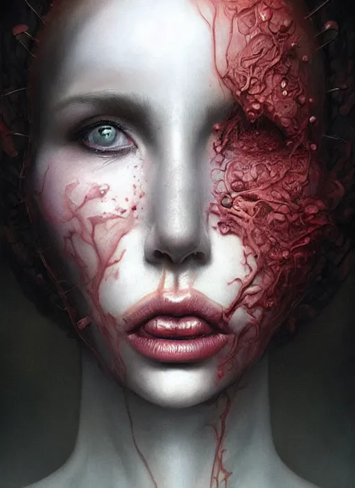 Image similar to a detailed facial portrait of the queen of blades, a beautiful face, mutation, by tom bagshaw, by artgerm, by wlop, by zdzisław beksinski, bastien lecouffe - deharme trending on artstation