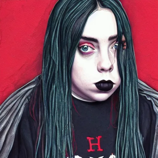Prompt: a gothic portrait of billie eilish
