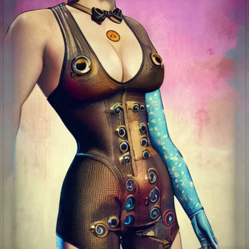 Prompt: lofi steampunk bioshock swimming suit, Pixar style, by Tristan Eaton Stanley Artgerm and Tom Bagshaw.