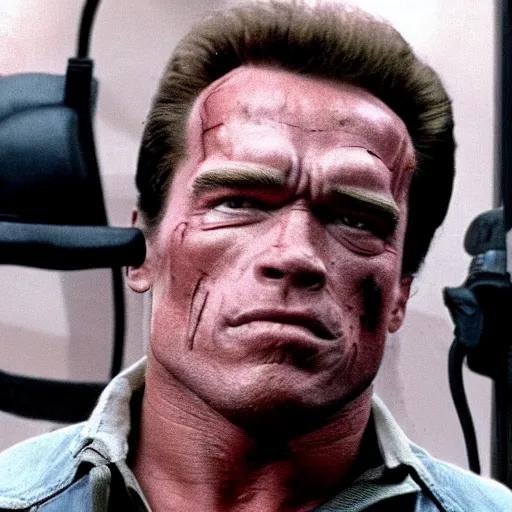 Image similar to the Arnold Schwarzenegger as the Terminator in a bar