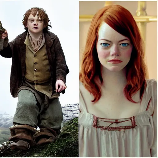 Image similar to emma stone as a hobbit