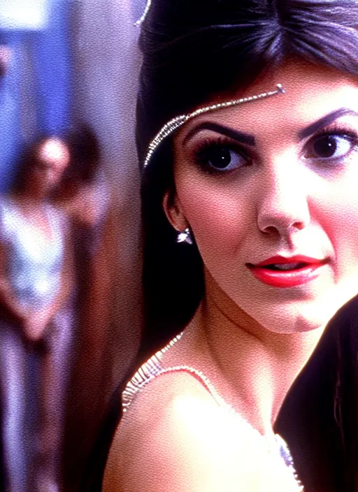 Prompt: 1986 film still from an Italian drama film of a Victoria Justice as the goddess of syringe needles . ultra detailed painting at 16K resolution and amazingly epic visuals. epically beautiful image. amazing effect, image looks gorgeously crisp as far as it's visual fidelity goes, absolutely outstanding. vivid clarity. ultra. iridescent. mind-breaking. mega-beautiful pencil shadowing. beautiful face. Ultra High Definition. godly shading. amazingly crisp sharpness. photorealistic film cel processed twice..