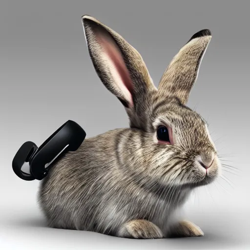 Image similar to a rabbit wearing k 7 0 1 headphones, photorealistic digital art