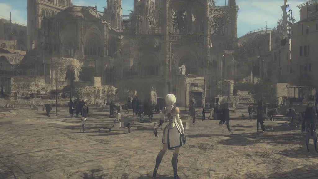 Image similar to Screenshot from Nier Automata, near Notre-Dame de la Garde in Marseille