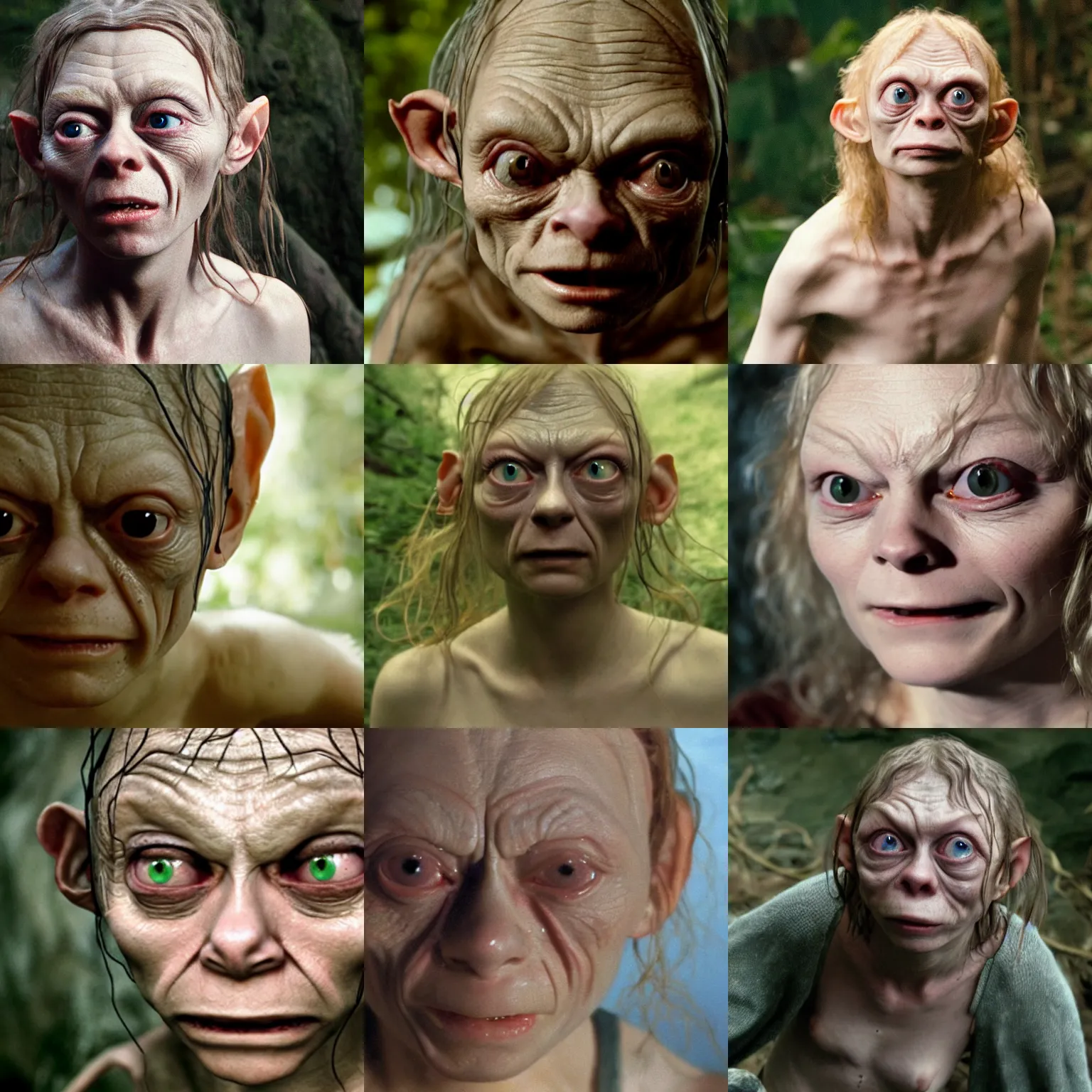 Prompt: a photo of kirsten dunst as gollum, high resolution