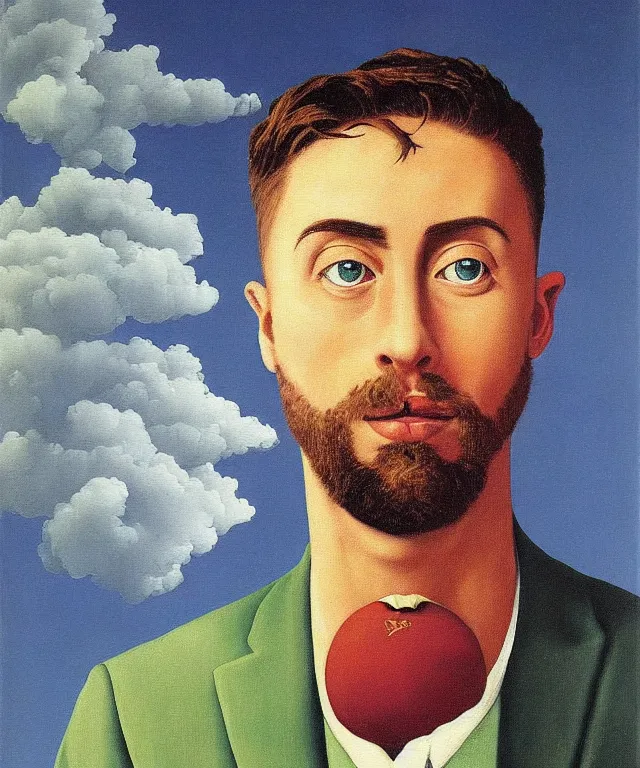 Image similar to adam thielen painting by rene magritte, surreal