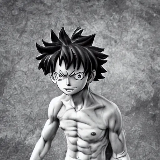 Prompt: Luffy as a Marble Statue, epic detail, photorealistic, sharp focus, anime style