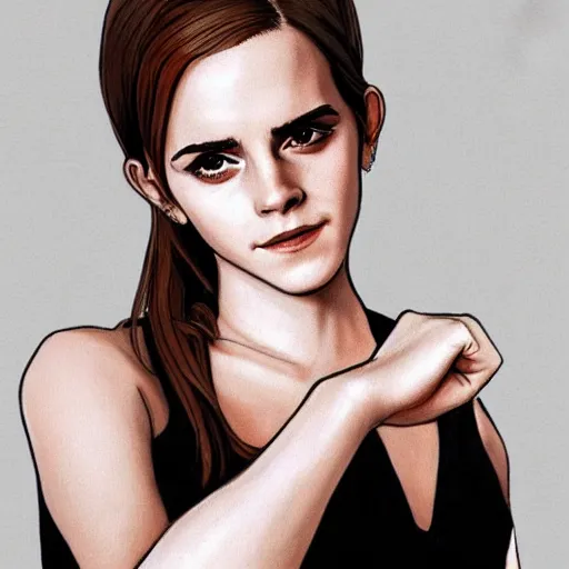 Prompt: Emma Watson drawn in Jojo's Bizarre Adventure, doing a jojo pose