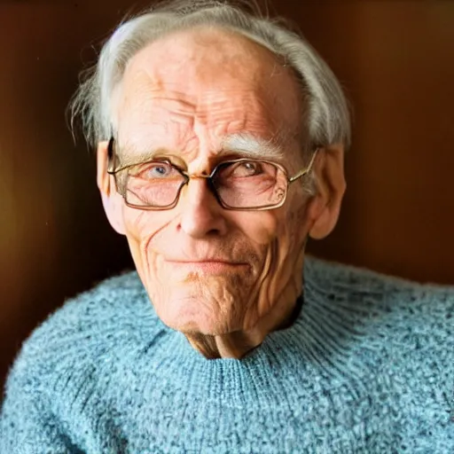 Image similar to A photograph of old Jerma985 in his eighties who looks like Jerma985 wearing a sweater in the 2010s, Jerma985, looks like Jerma985, taken in the late 2010s, taken on a 2010s Camera, realistic, hyperrealistic, very realistic, highly detailed, very detailed, extremely detailed, detailed, digital art, trending on artstation, headshot and bodyshot