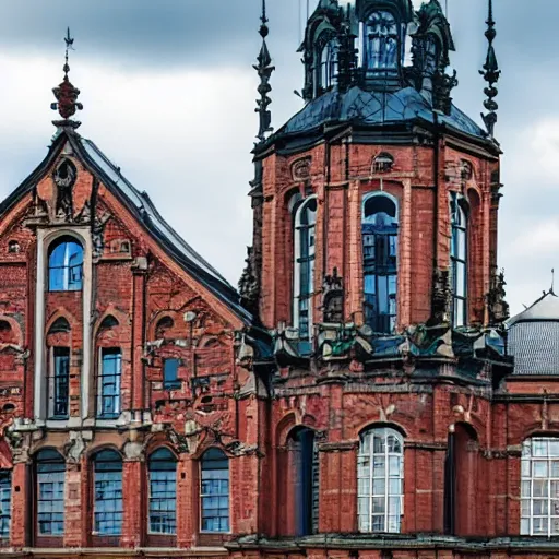 Image similar to a large building with a clock on the top of it, a flemish baroque by bela ivanyi - grunwald, unsplash, heidelberg school, panorama, wimmelbilder, flemish baroque