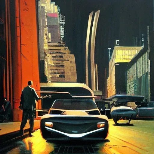 Prompt: a portrait of a rat, painting by syd mead, futuristic cityscape, dynamic angle, stage lighting