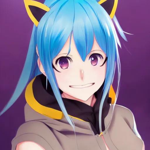 Prompt: an anime portrait of aqua from konosuba with cat ears, by stanley artgerm lau, wlop, rossdraws, james jean, andrei riabovitchev, marc simonetti, and sakimichan, tranding on artstation