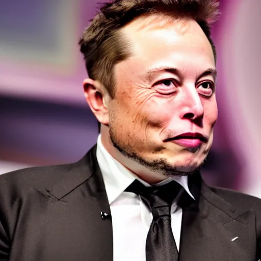 Image similar to Elon Musk wearing a purple spiked mohawk, highly detailed, high quality, HD, 4k, 8k, Canon 300mm, professional photographer, 40mp, lifelike, top-rated, award winning, realistic, sharp, no blur, edited, corrected, trending