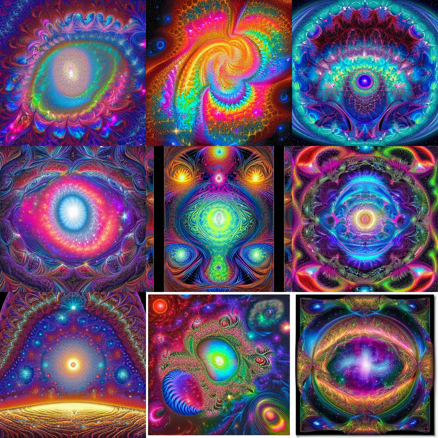Prompt: a beautiful intricate cosmic fractal galaxy by dan mumford and alex grey hd vibrant 3 d ue 4