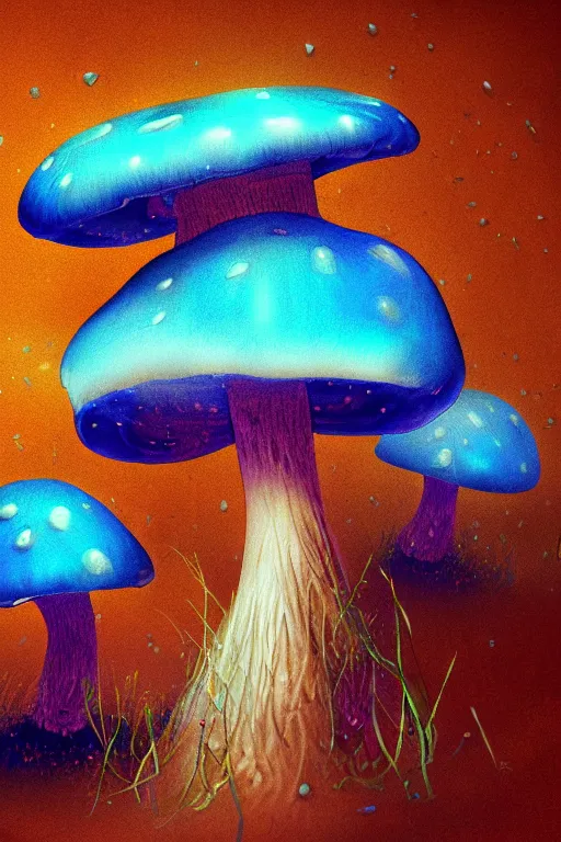 Prompt: glowing mushroom, blue, highly detailed, digital art, sharp focus, trending on art station