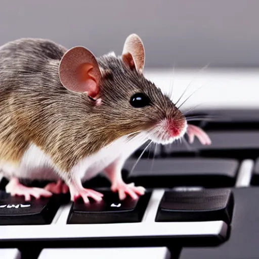 Image similar to a real mouse on a keyboard