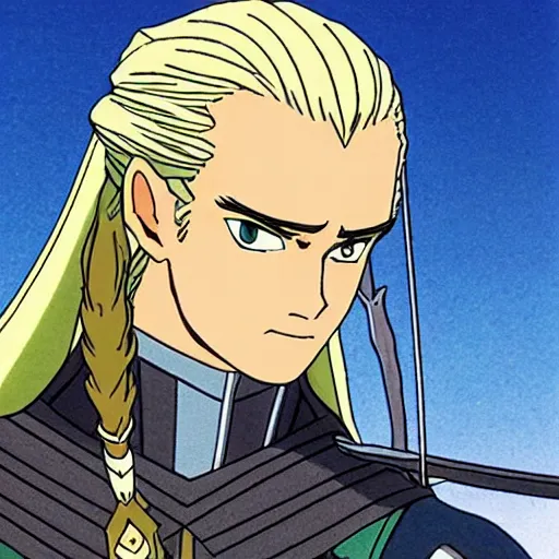 Image similar to legolas from the anime lord of the rings (1986), studio ghibli, very detailed, hyperrealistic