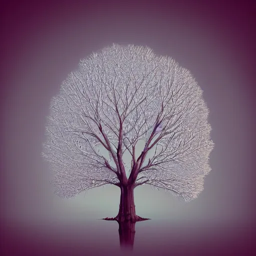 Image similar to simple tree fractal, cyan and white