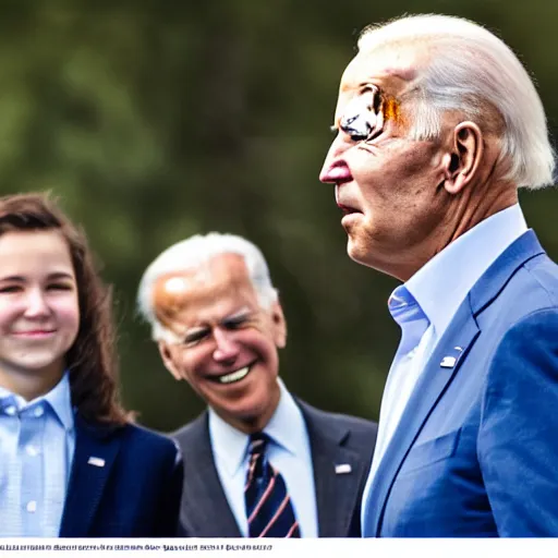 Image similar to A photo of joe biden teams up with a teenage joe biden, perfect faces, 50 mm, award winning photography